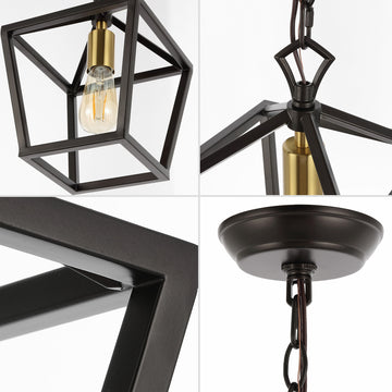 Oslin 8" Vintage Farmhouse Iron Chain Pagoda LED Pendant